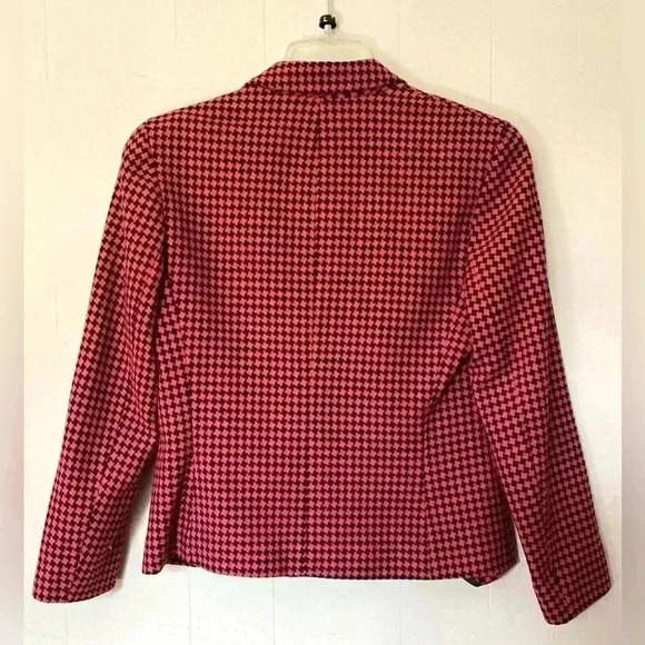 Pendleton Women Petute Small Pink Black Houndstooth Blazer Coat Wool Jacket - Picture 5 of 6